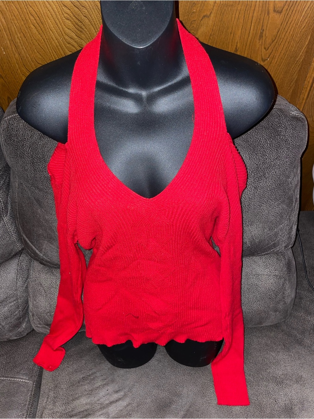 Red knit top